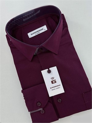 Сорочка мужская бордо  длинный рукав GS-025