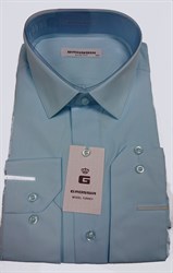 Сорочка мужская бирюзовая однотонная 2384